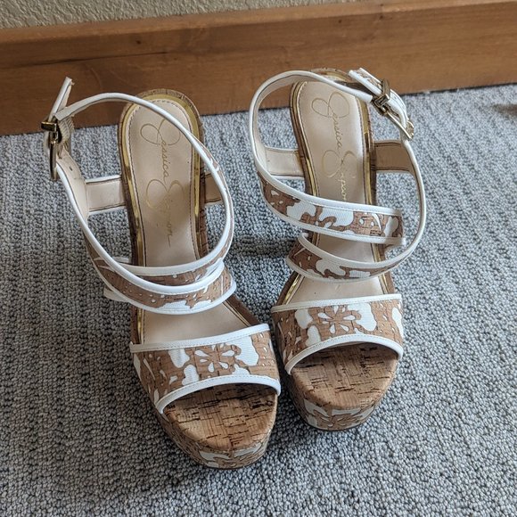 Jessica Simpson Shoes Jessica Simpson Floral Cork High Heel Sandals